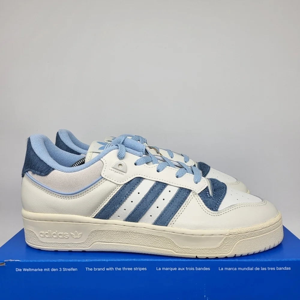 New Adidas Rivalry Low 86 'Off White Clear Sky Pony-Hair' Men's Shoes Size 10